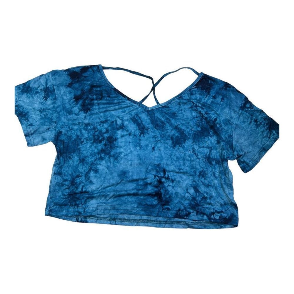 New SweatyRocks Women's Tie Dye Criss Cross Back Short Sleeve Crop Summer TShirt